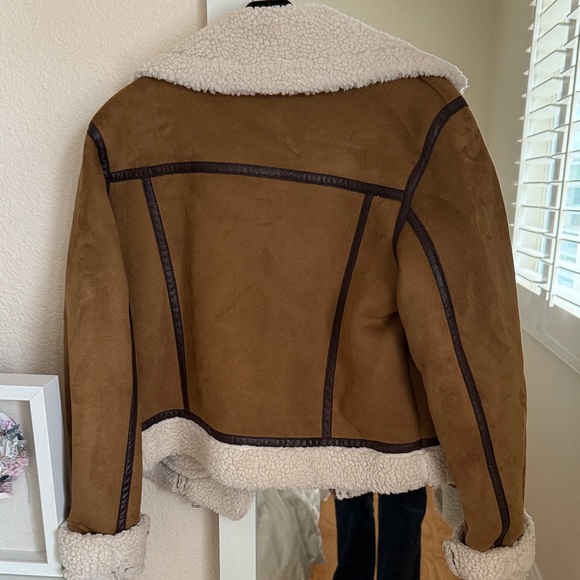 Zara Tan Teddy Jacket with Cream Accents - Picture 5 of 5